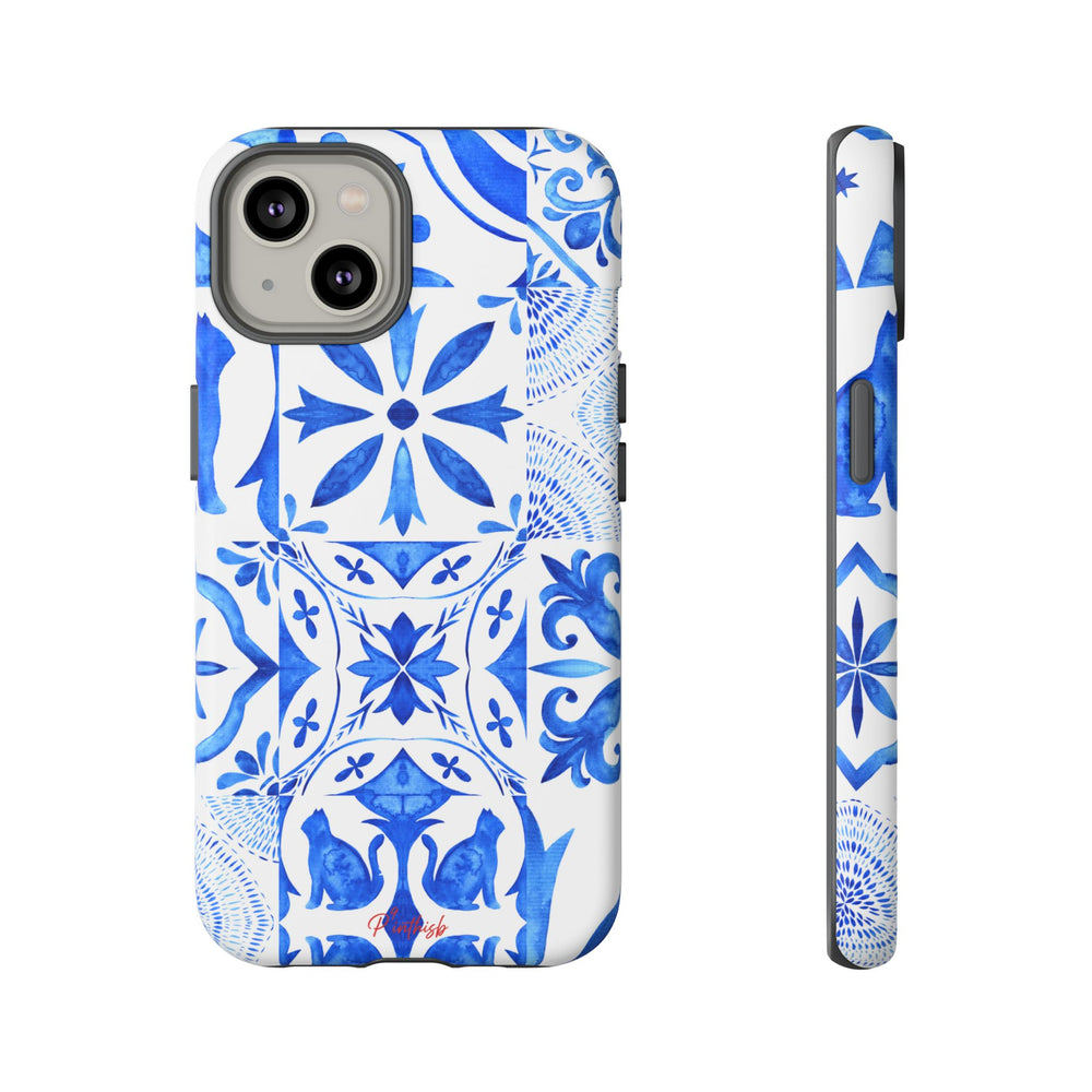 Blue Tile Pattern Tough Phone Case