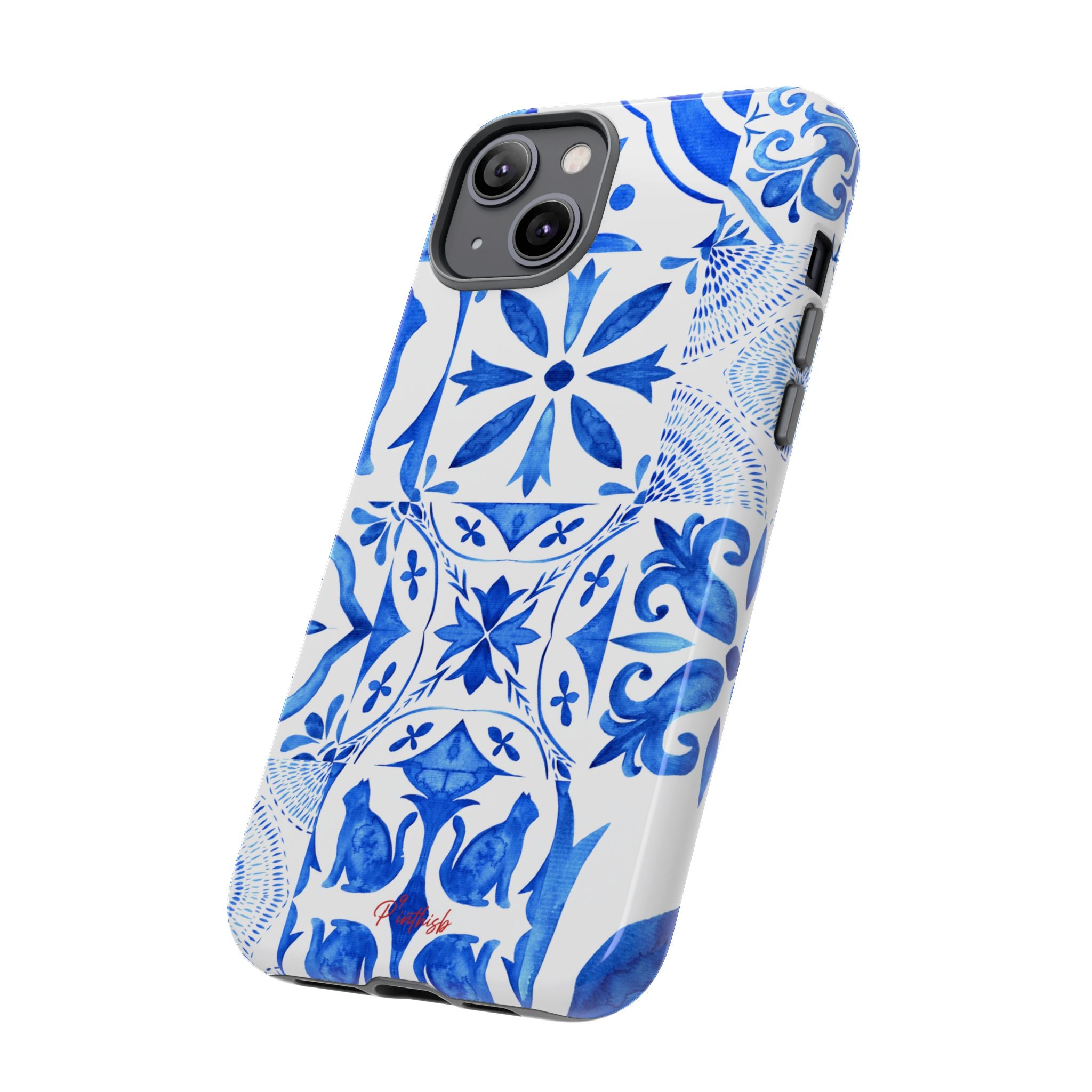 Blue Tile Pattern Tough Phone Case