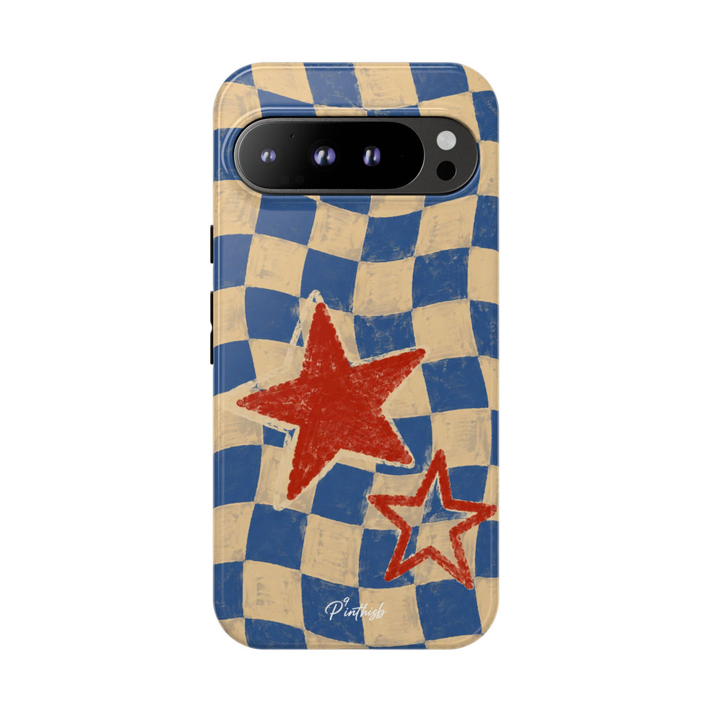 Blue & Cream Retro Star Phone Case