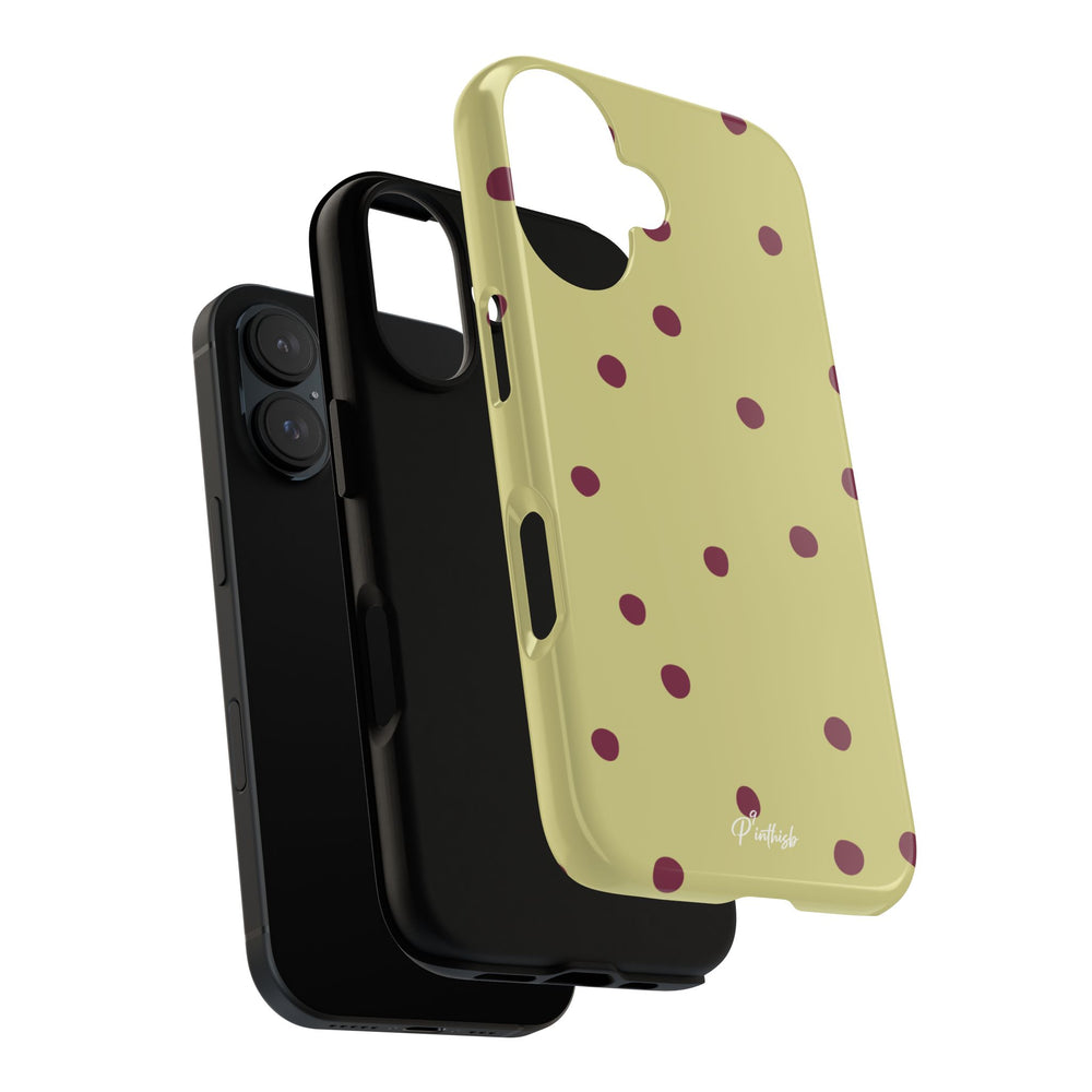 Yellow & Burgundy Polka Dot Tough Phone Case