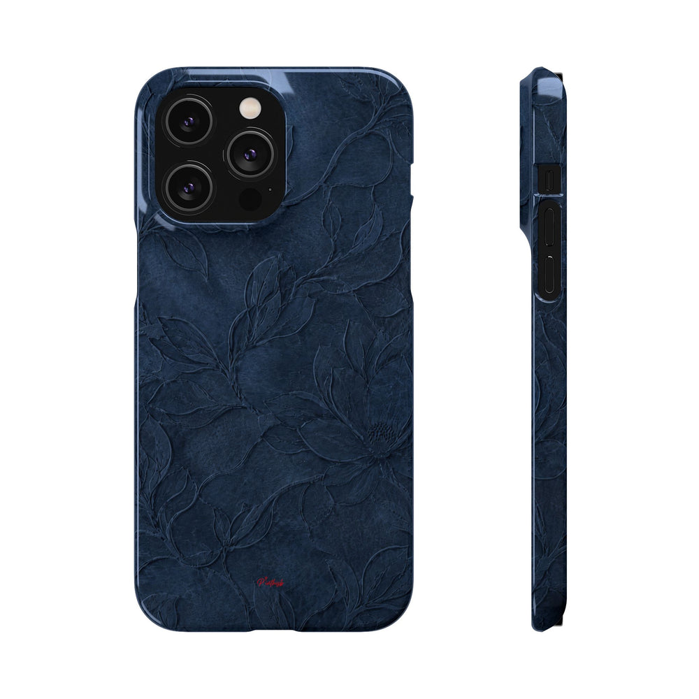 Navy Floral Textured Snap Case