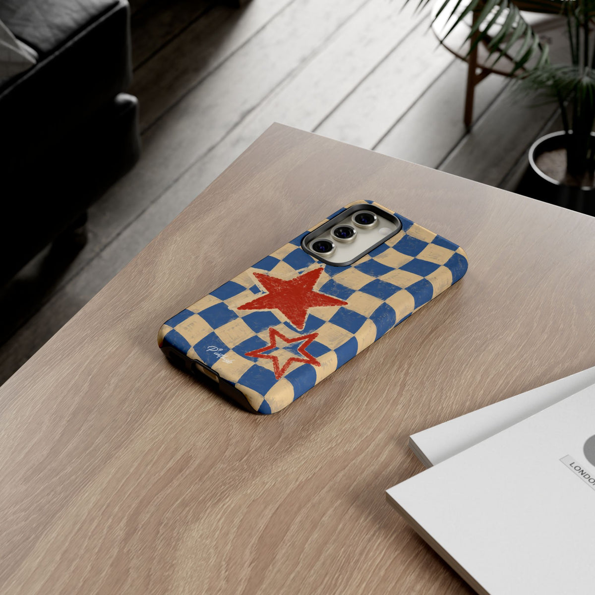 Blue & Cream Retro Star Phone Case