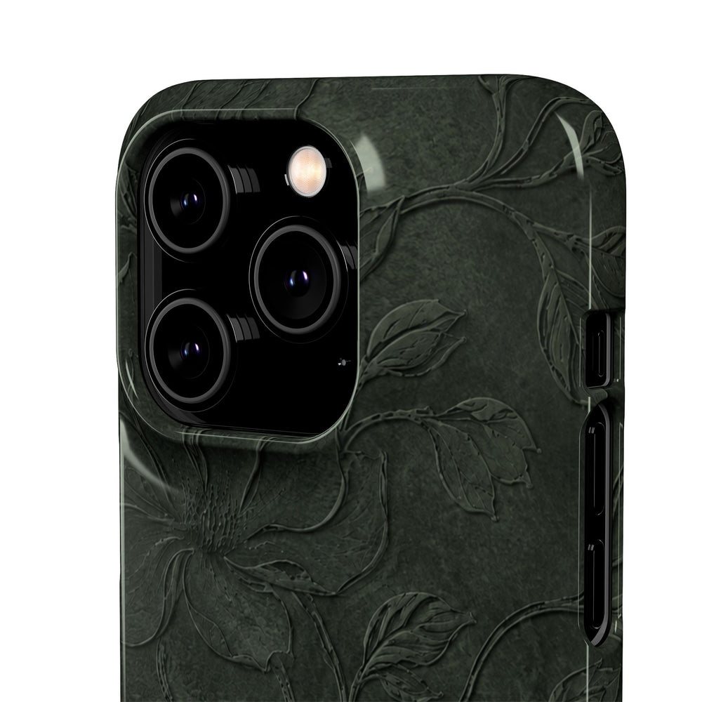 Dark Olive Floral Texture Snap Case