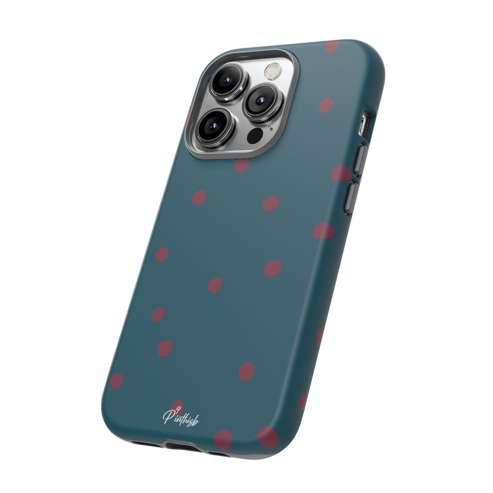 Teal & Burgundy Polka Dot Tough Phone Case