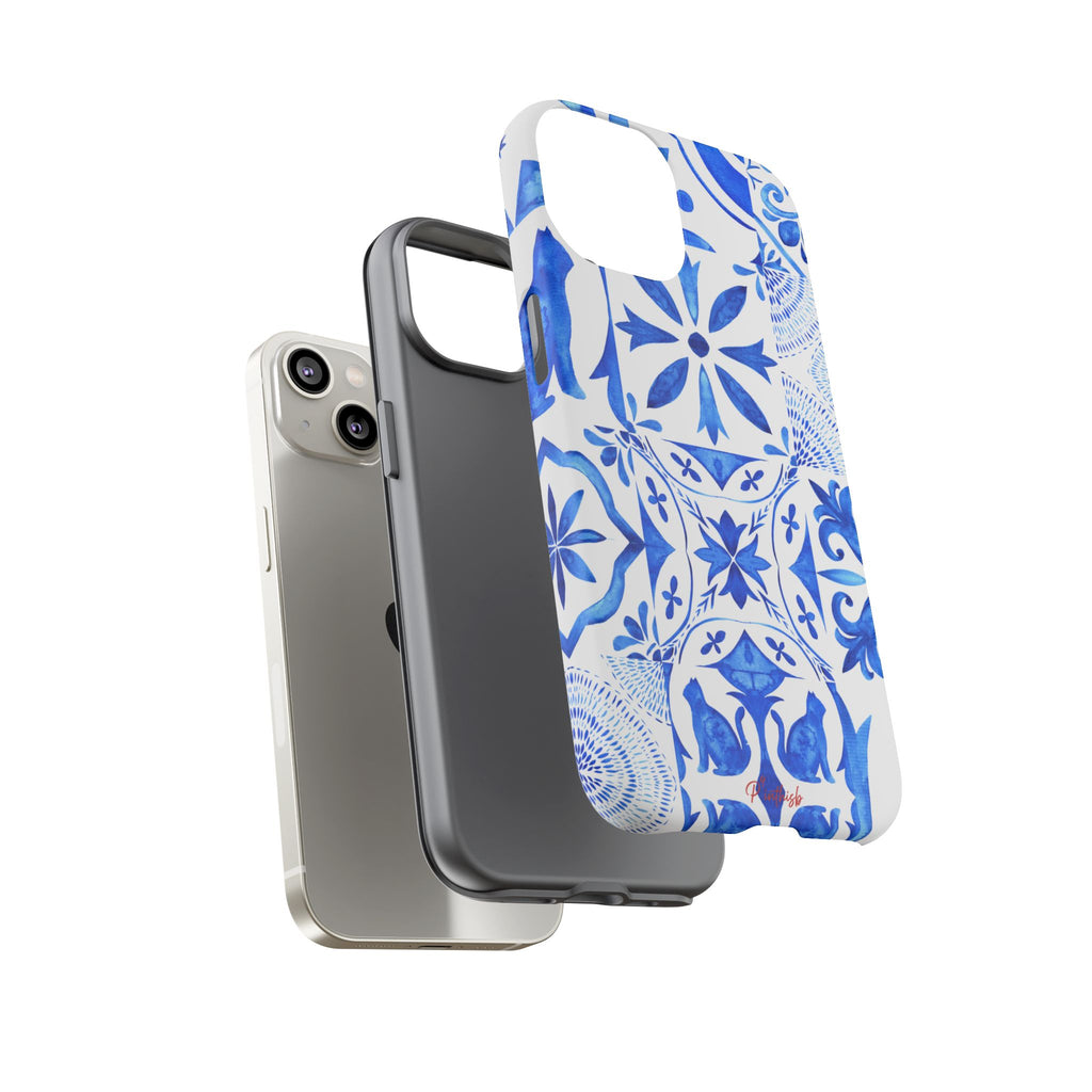 Blue Tile Pattern Tough Phone Case