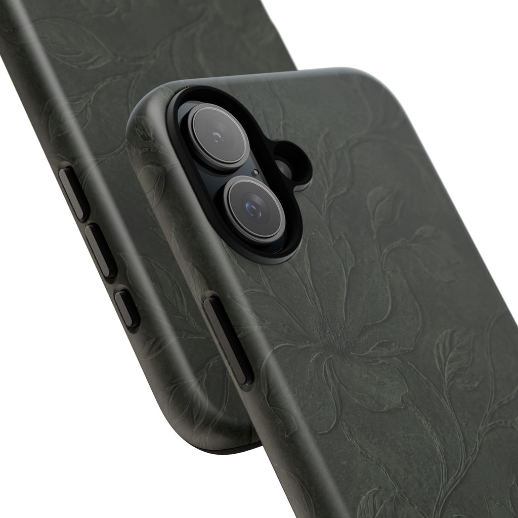Dark Olive Floral Texture Tough Case