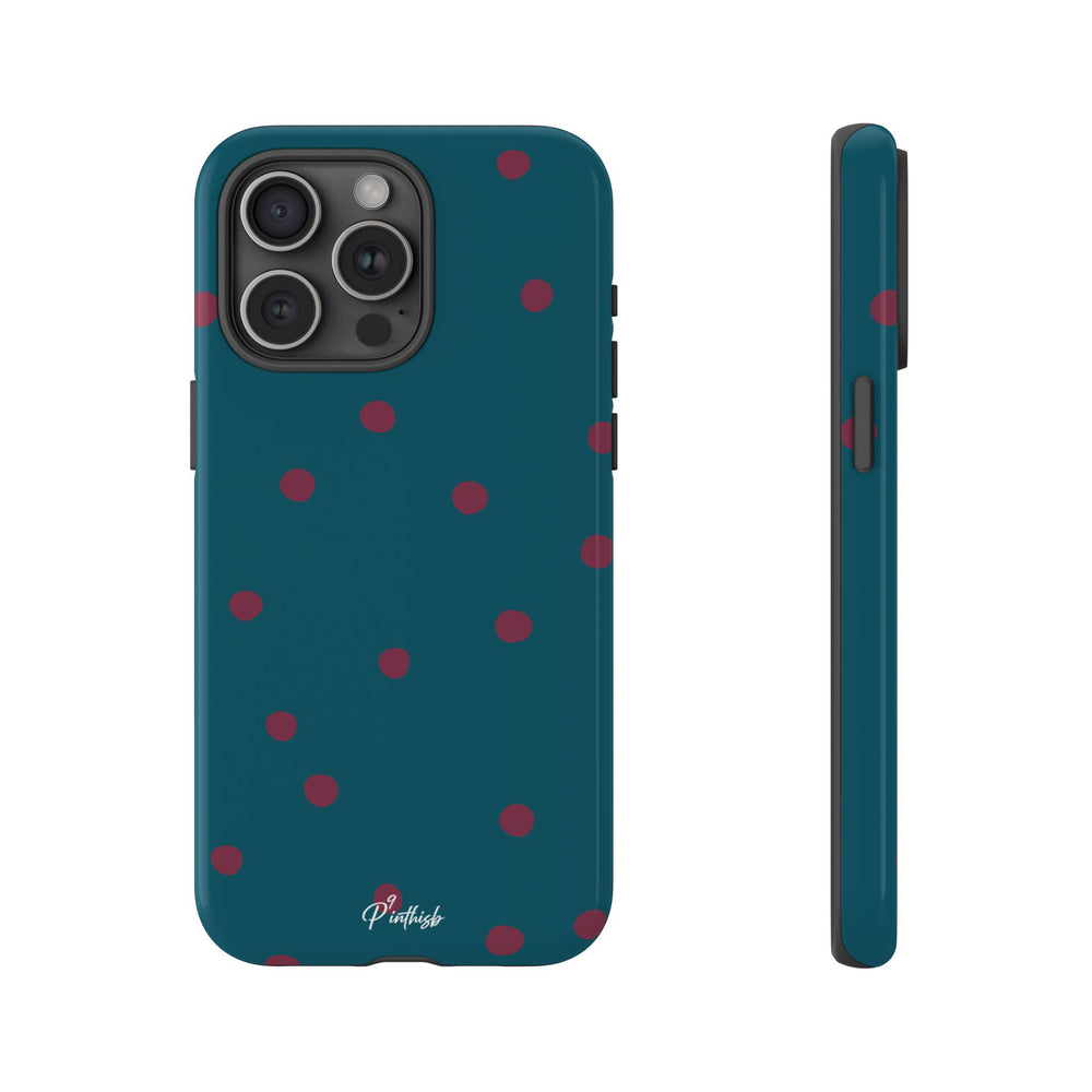 Teal & Burgundy Polka Dot Tough Phone Case