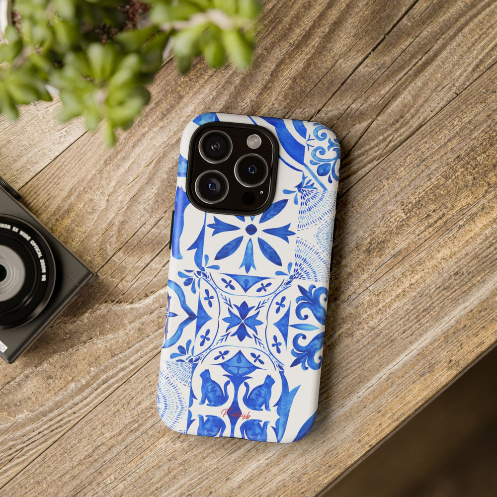Blue Tile Pattern Tough Phone Case