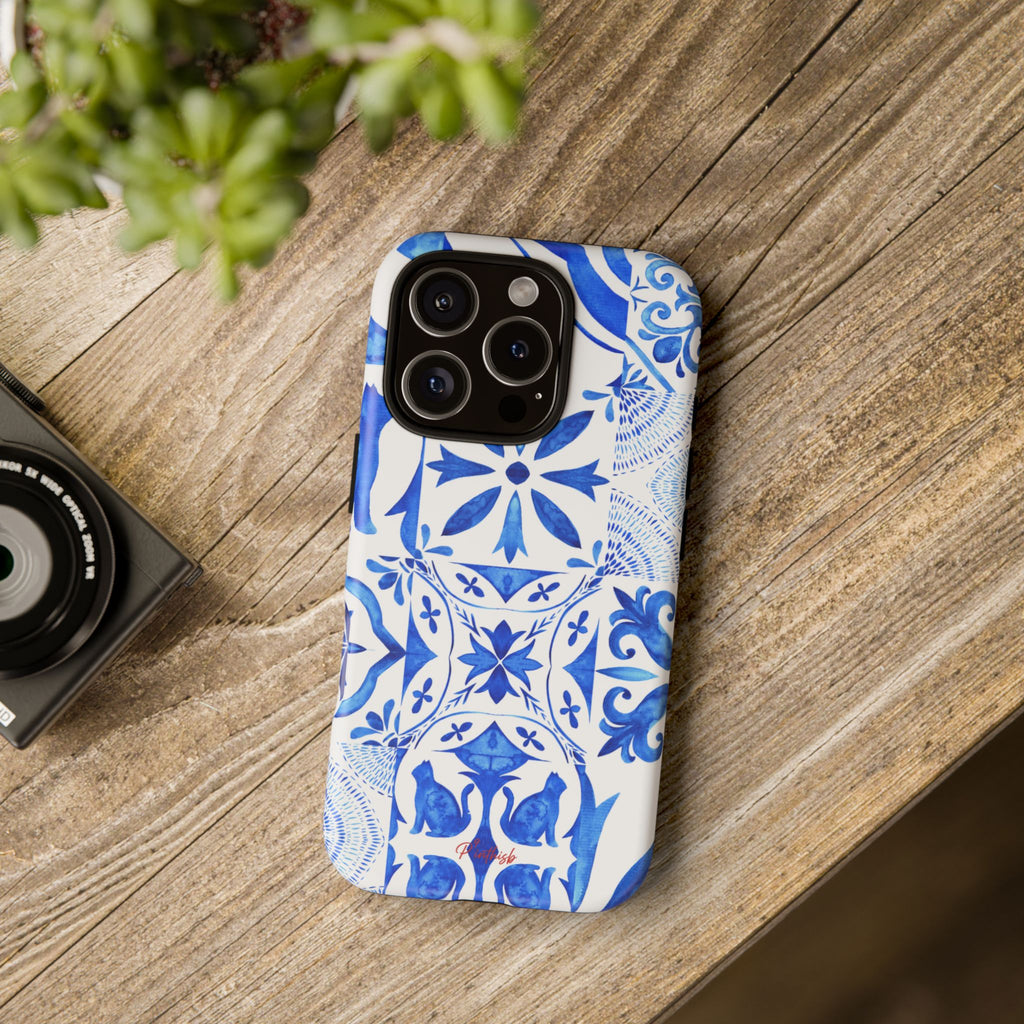 Blue Tile Pattern Tough Phone Case