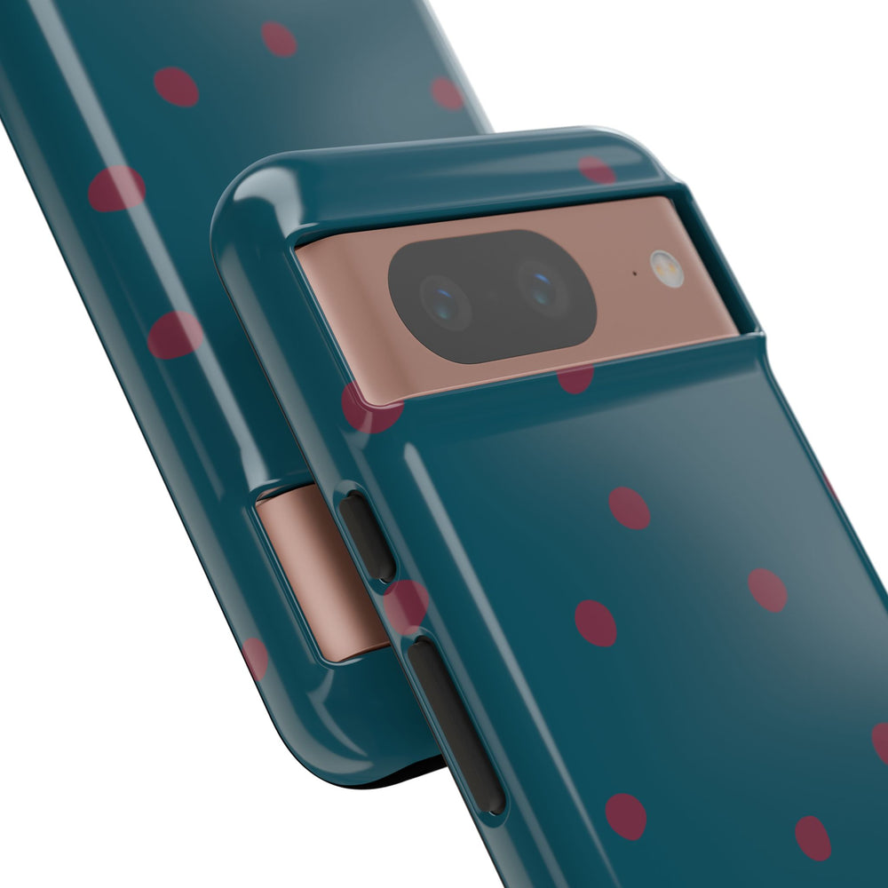 Teal & Burgundy Polka Dot Tough Phone Case