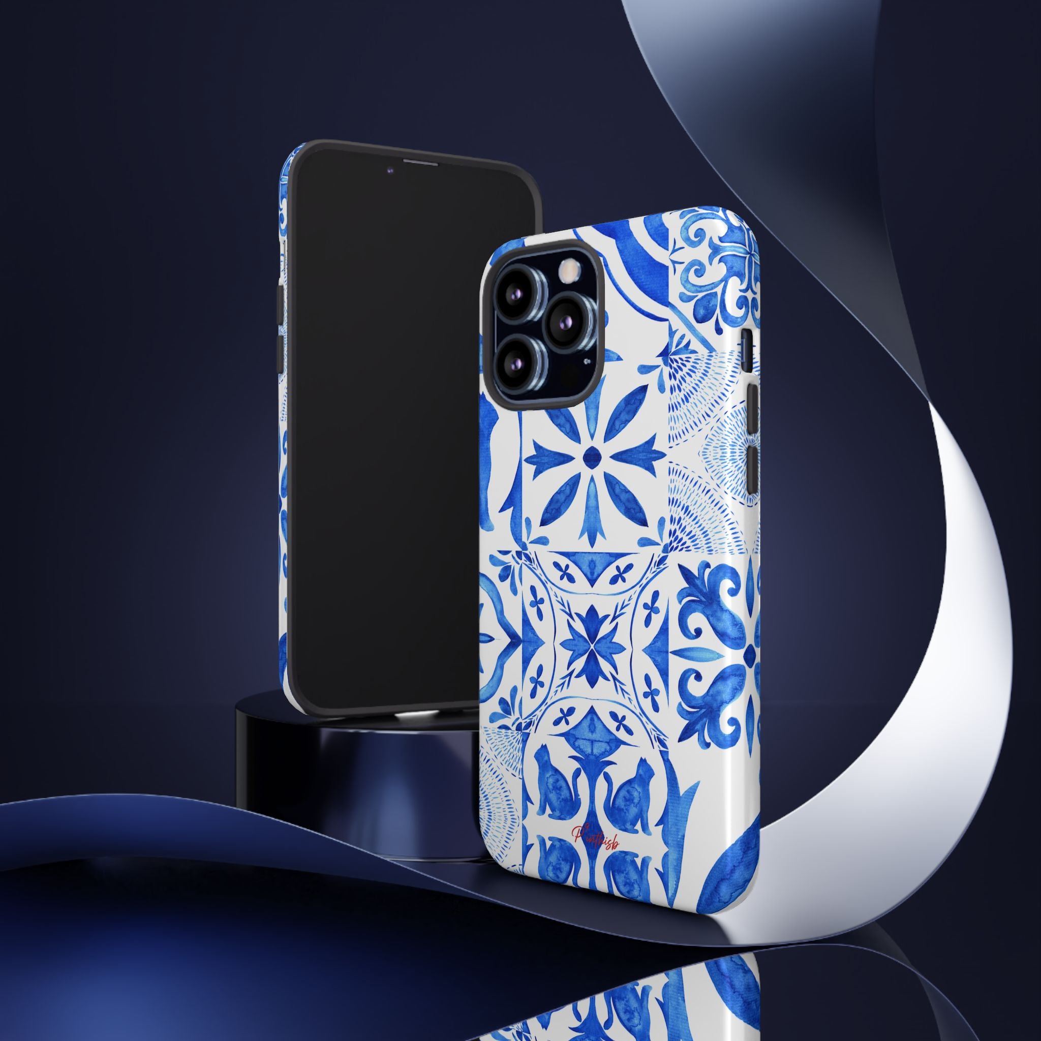 Blue Tile Pattern Tough Phone Case