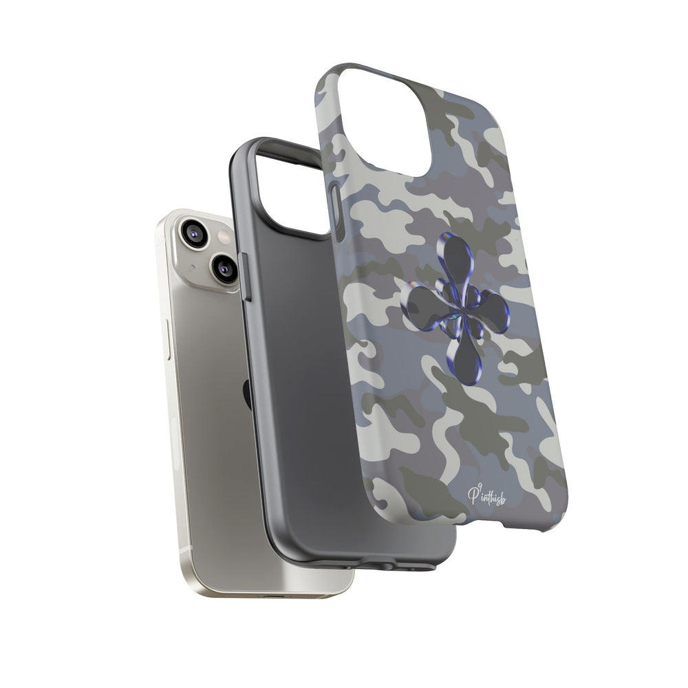 Camouflage with Blue Metallic Clover Tough Case