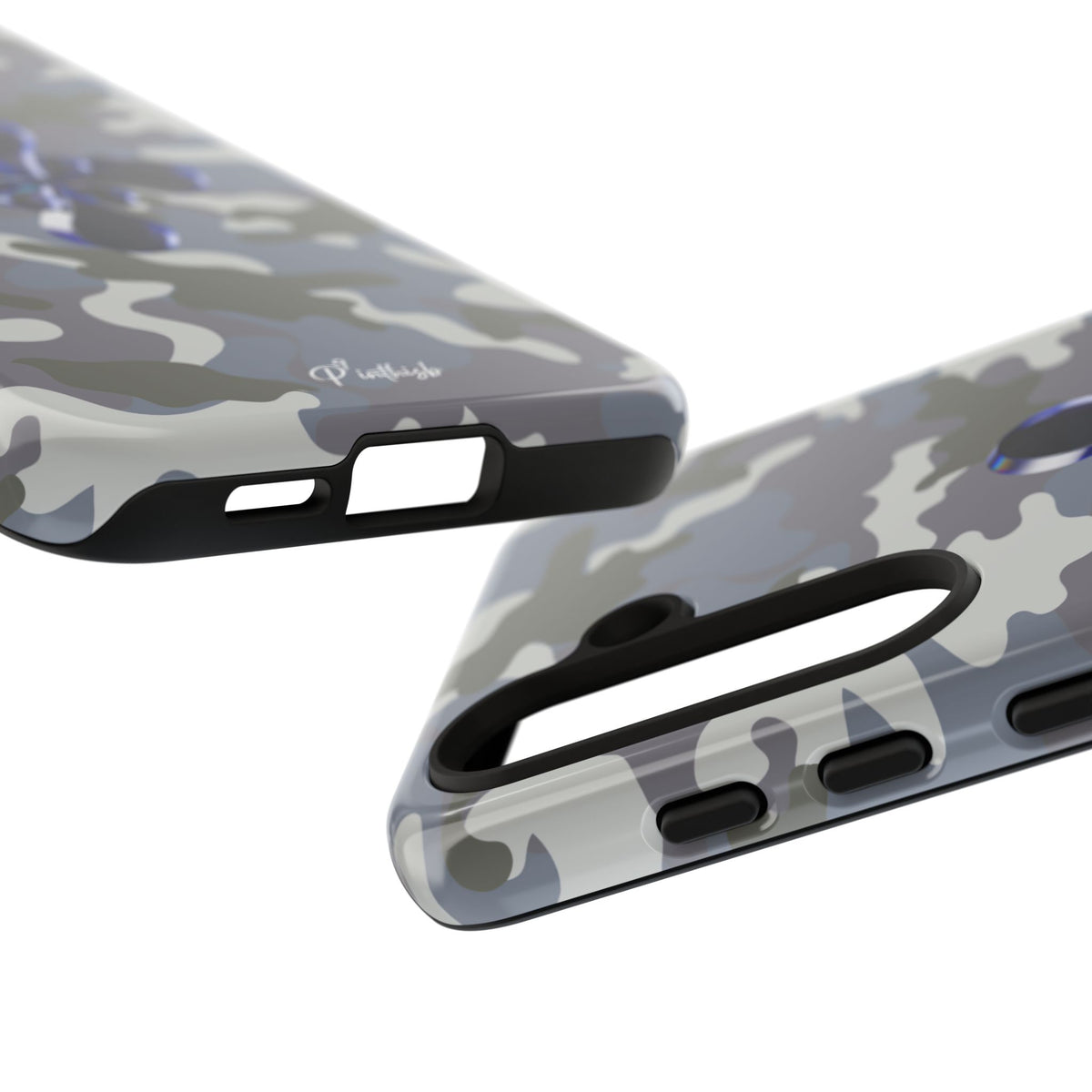 Camouflage with Blue Metallic Clover Tough Case