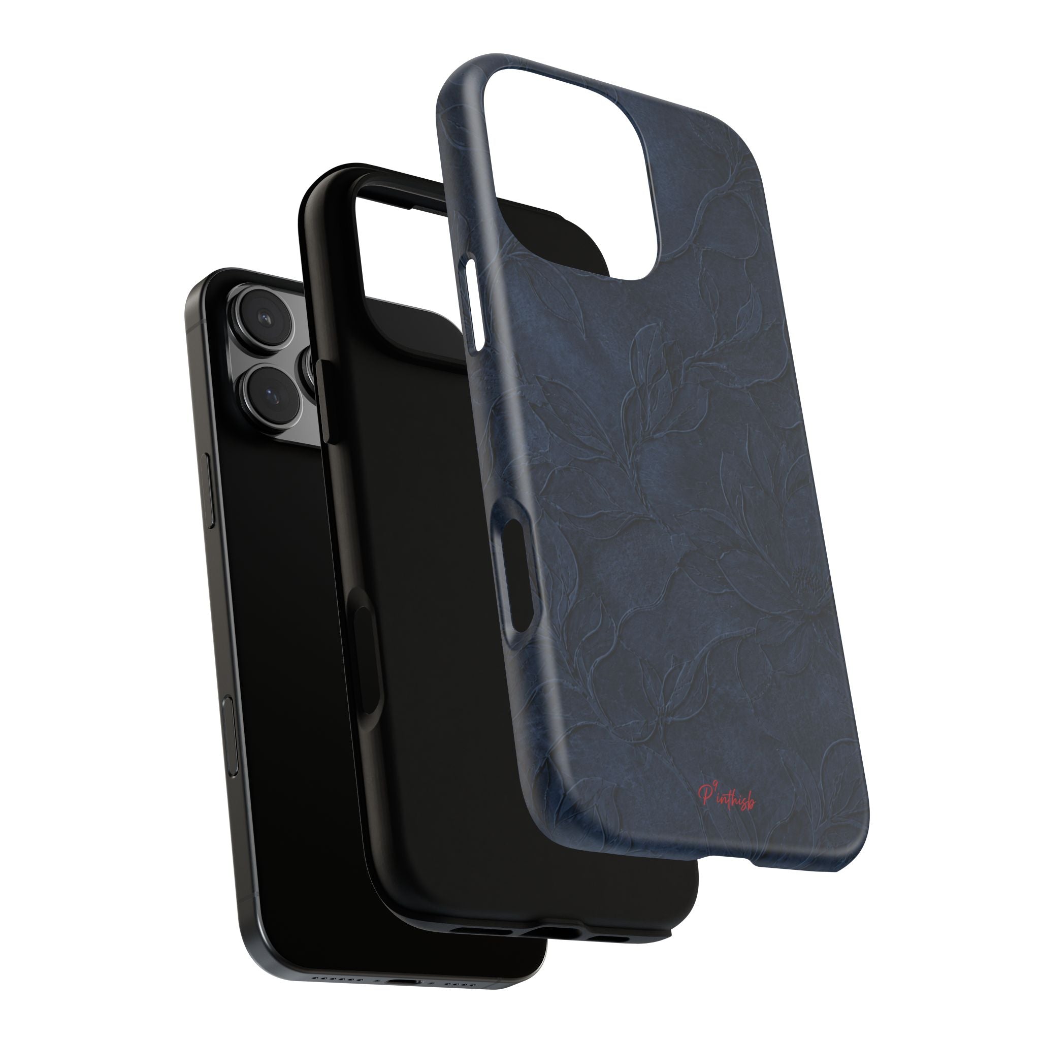 Navy Floral Textured Tough Case