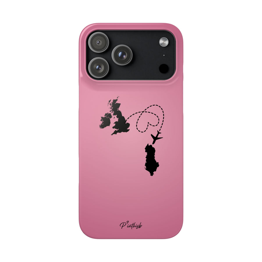 UK to Albania Pink Snap Phone Case