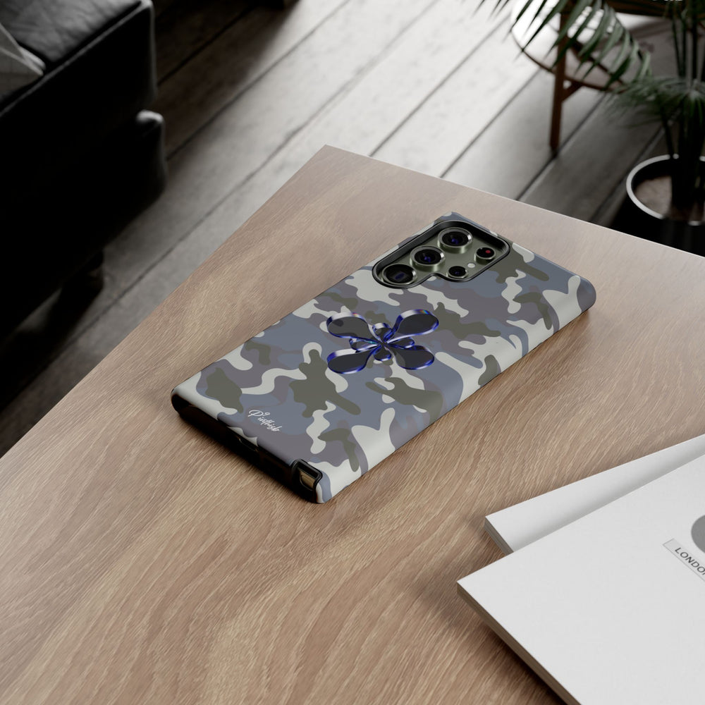 Camouflage with Blue Metallic Clover Tough Case