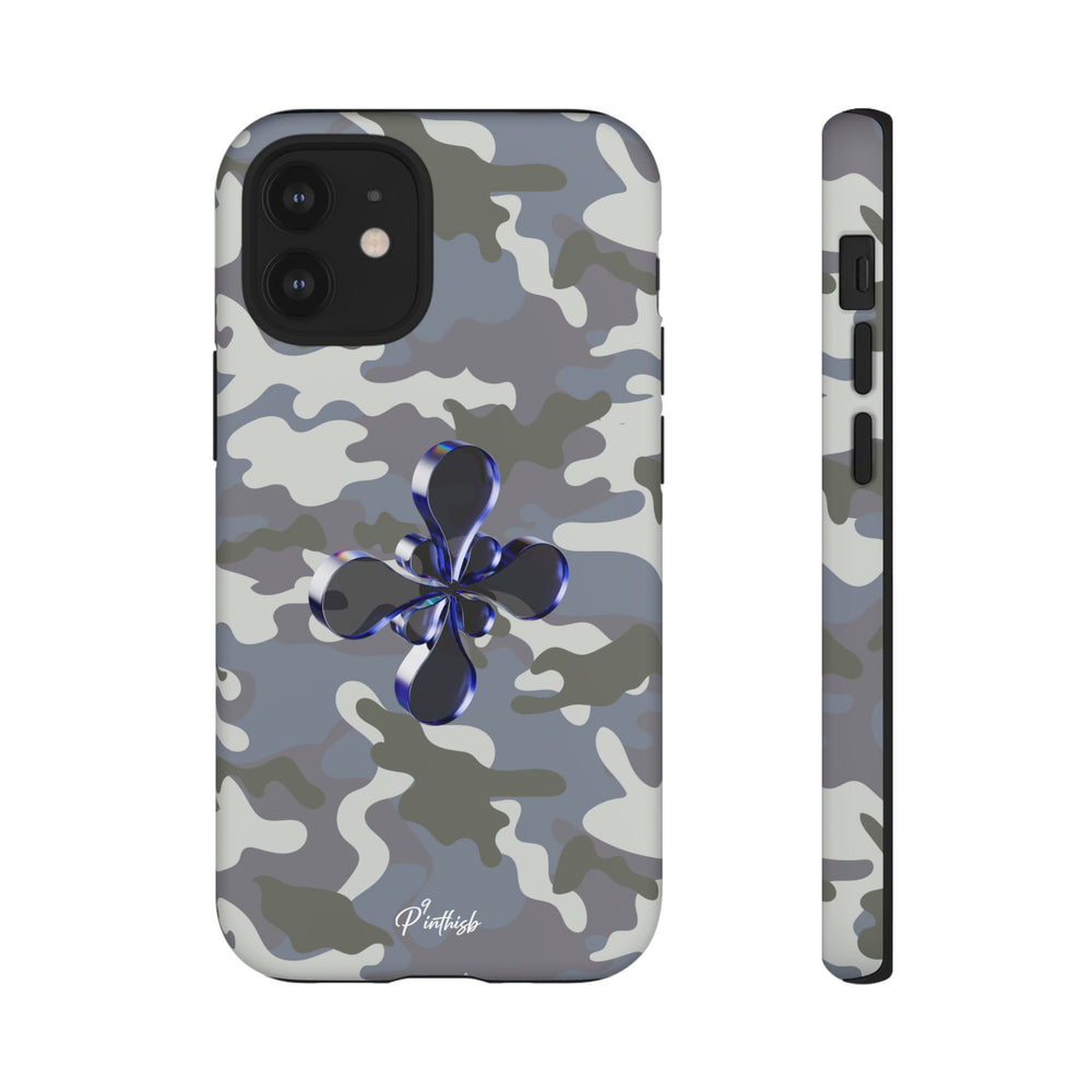 Camouflage with Blue Metallic Clover Tough Case
