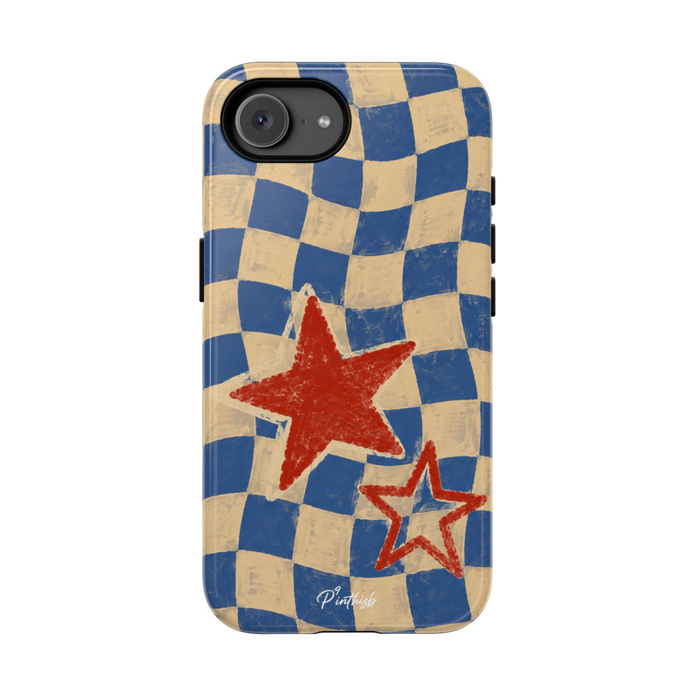 Blue & Cream Retro Star Phone Case