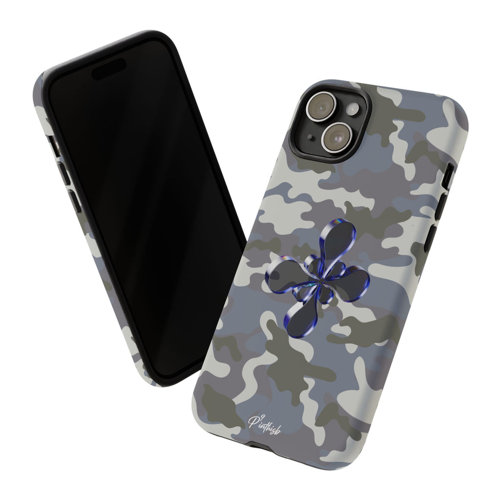 Camouflage with Blue Metallic Clover Tough Case