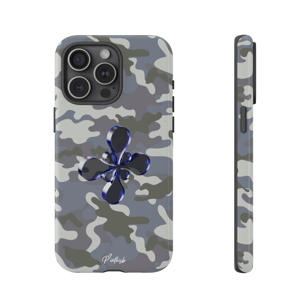 Camouflage with Blue Metallic Clover Tough Case