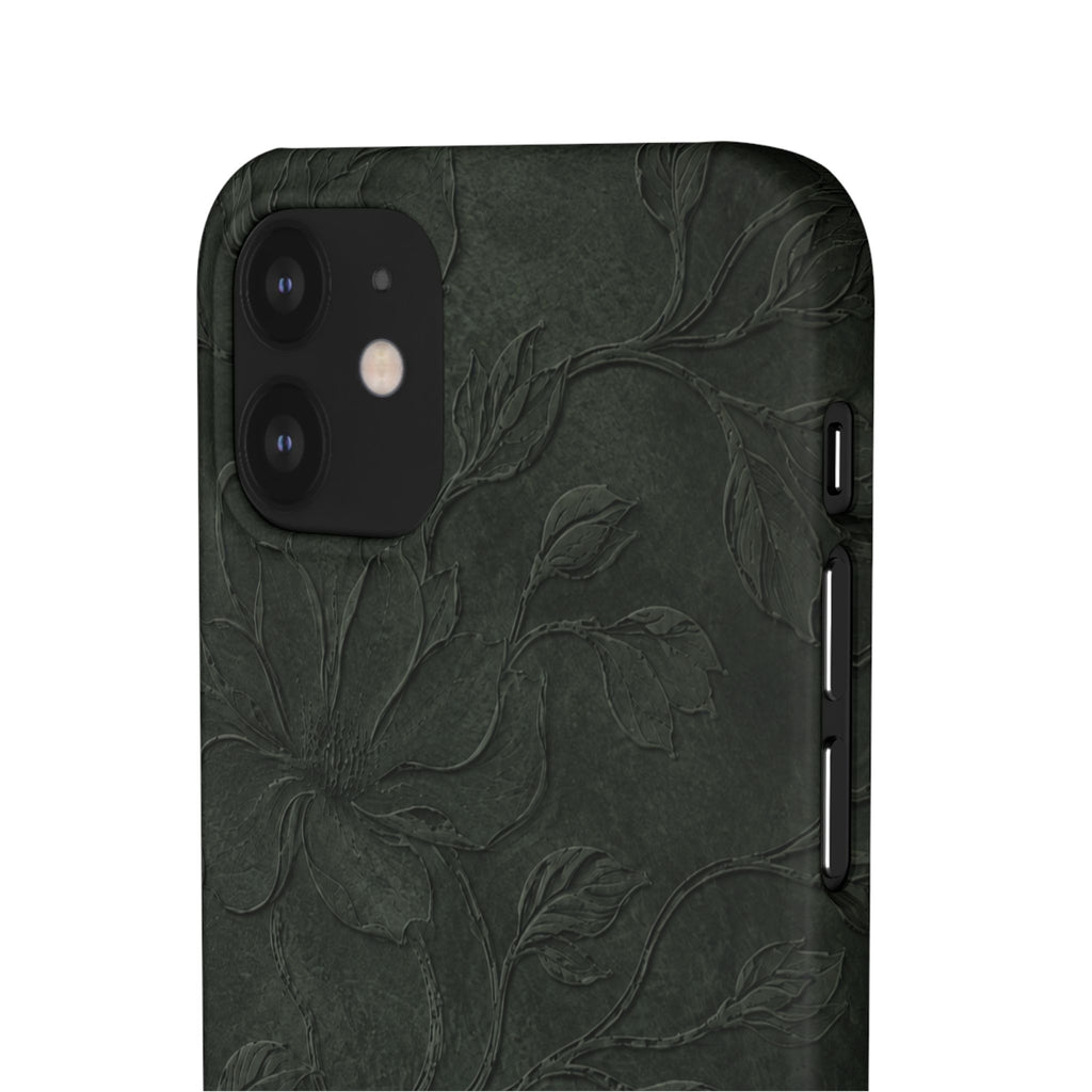 Dark Olive Floral Texture Snap Case