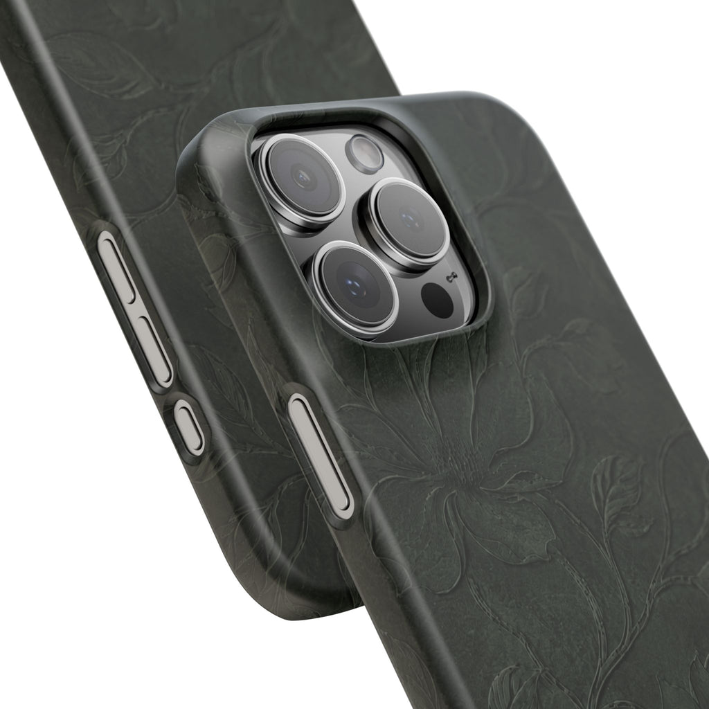 Dark Olive Floral Texture Snap Case