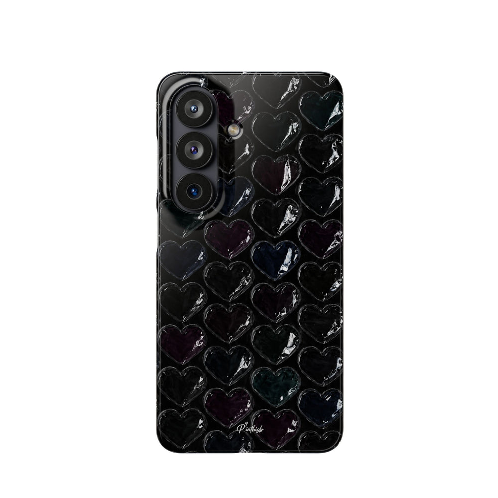 Black Pop Hearts Snap Case