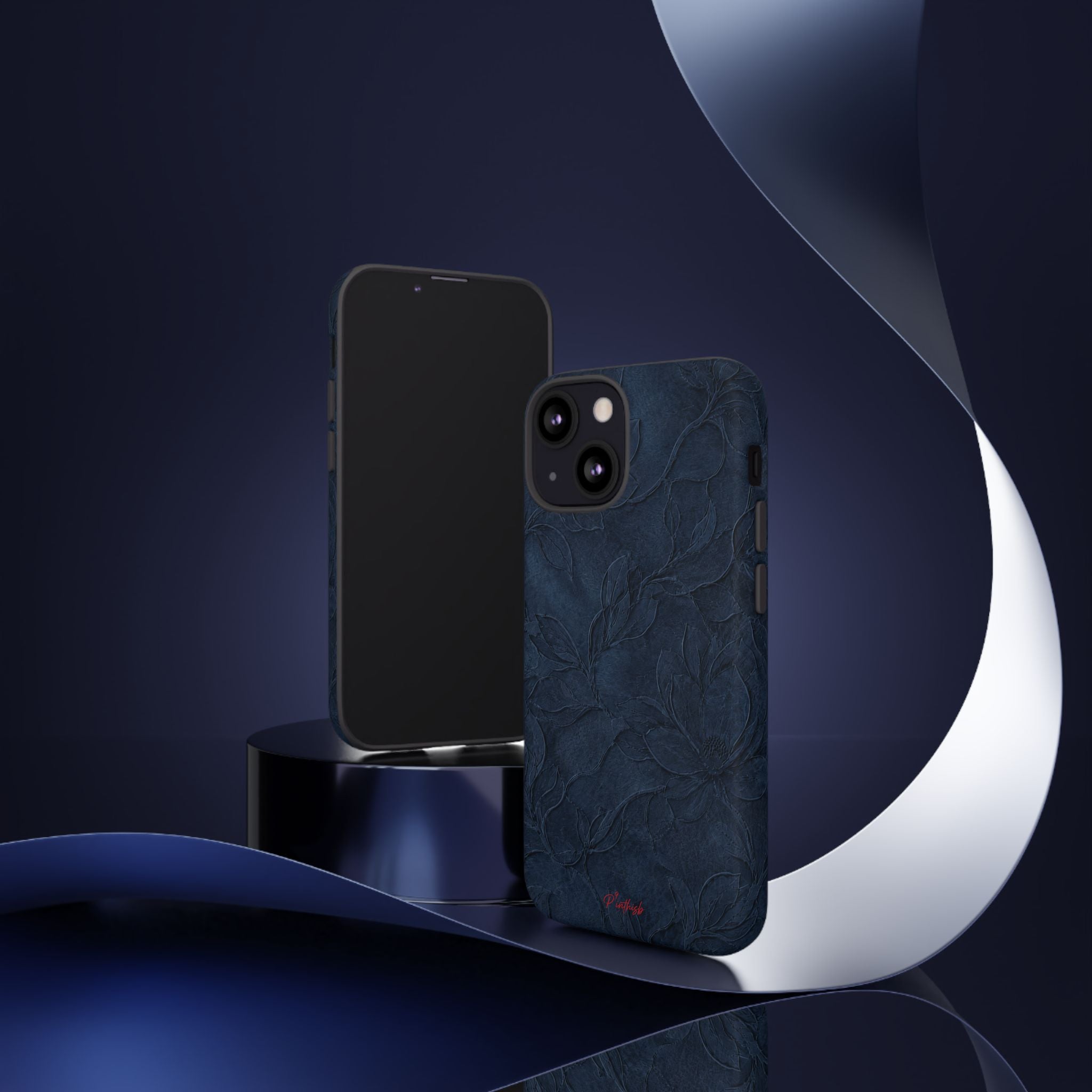 Navy Floral Textured Tough Case