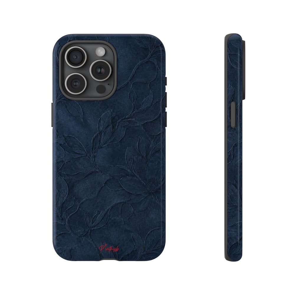 Navy Floral Textured Tough Case
