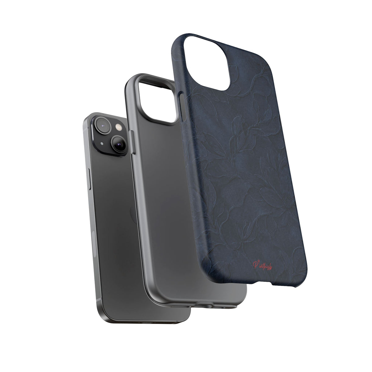 Navy Floral Textured Tough Case