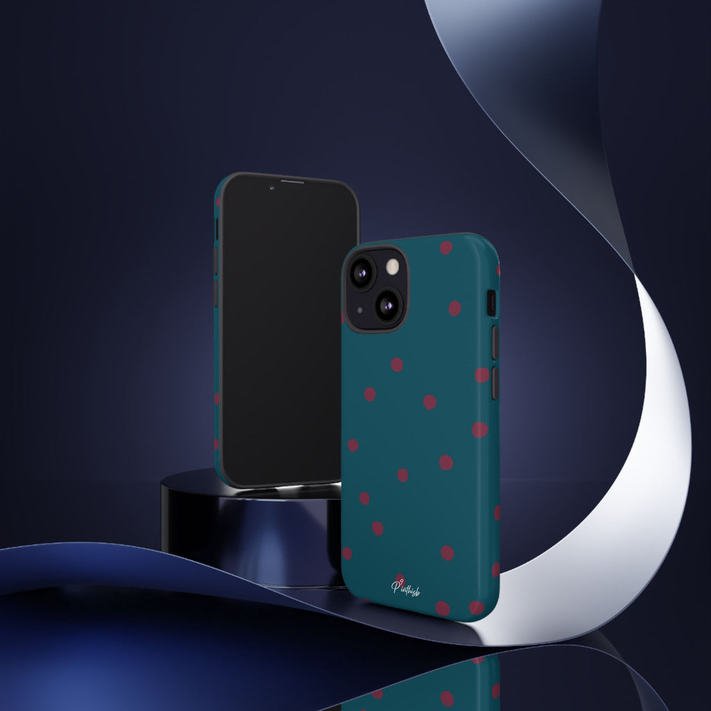 Teal & Burgundy Polka Dot Tough Phone Case