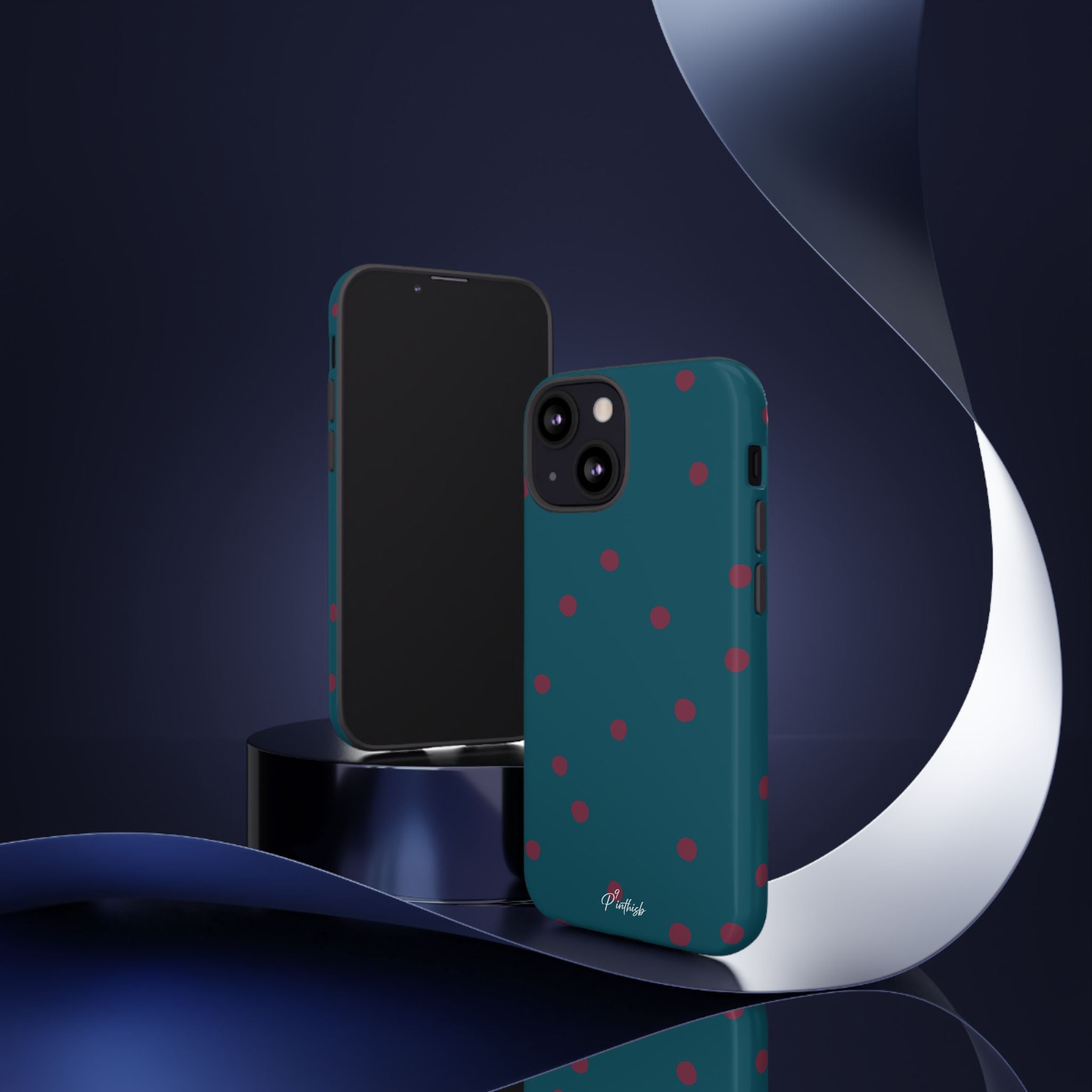 Teal & Burgundy Polka Dot Tough Phone Case