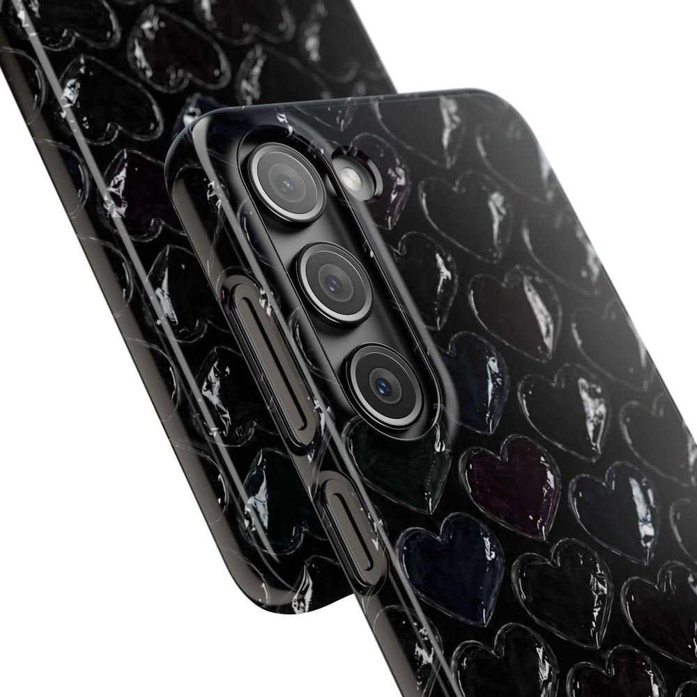 Black Pop Hearts Snap Case