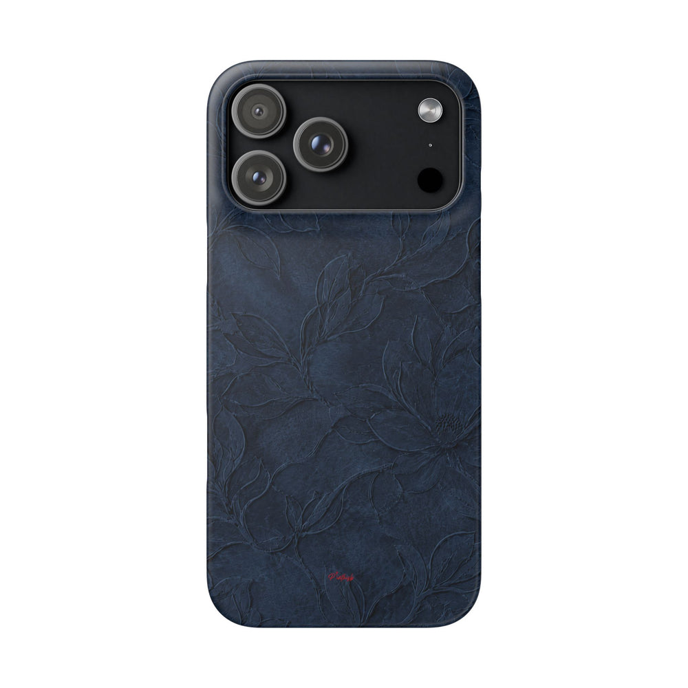Navy Floral Textured Snap Case