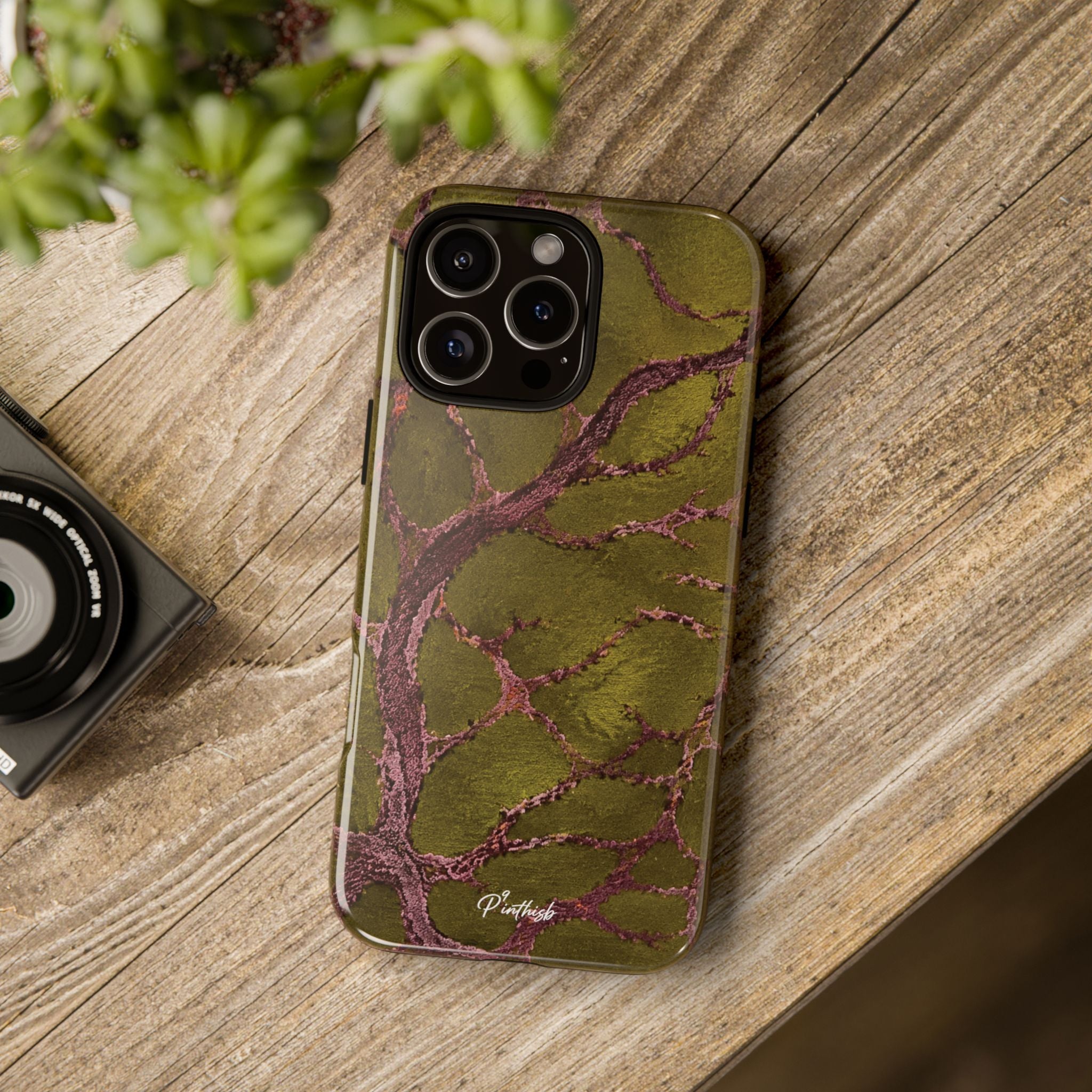 Olive & Rose Gold Tree Pattern Phone Case