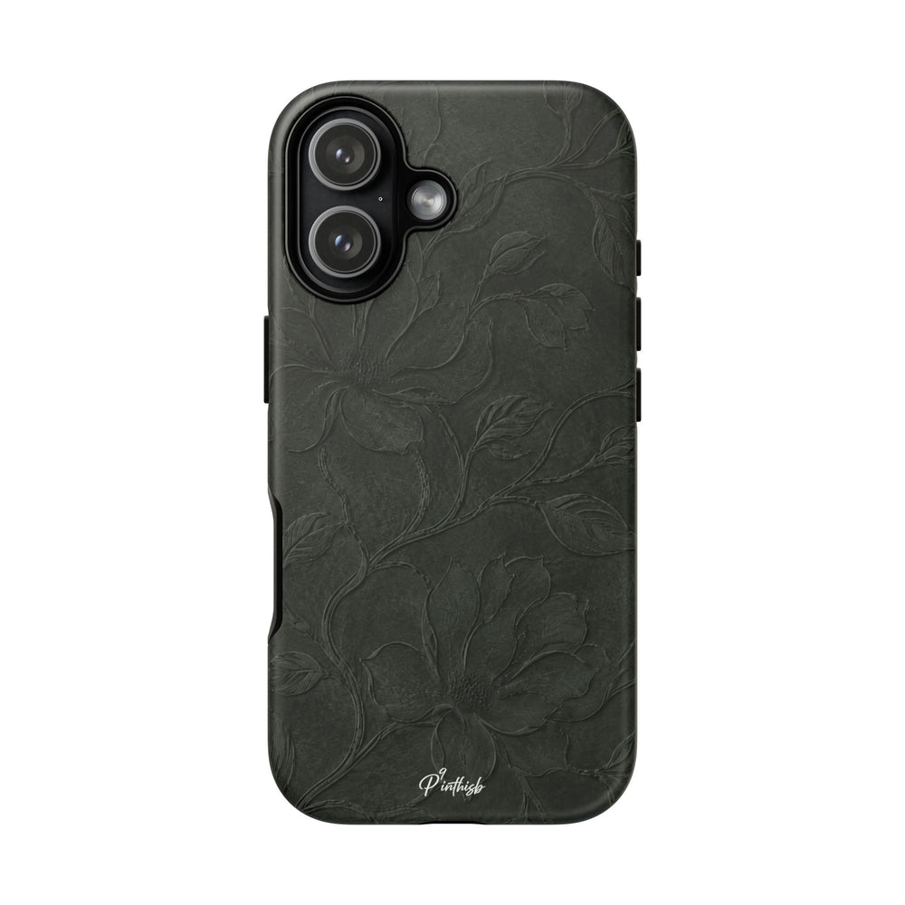 Dark Olive Floral Texture Tough Case