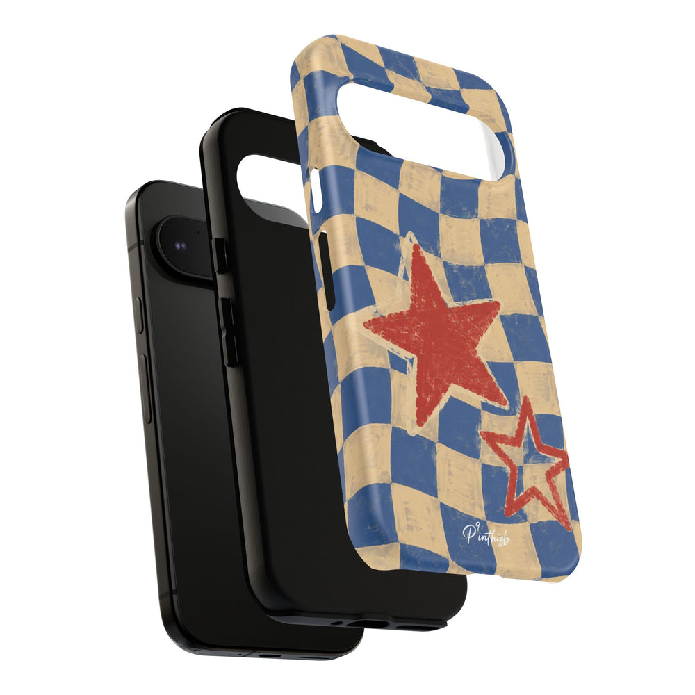 Blue & Cream Retro Star Phone Case
