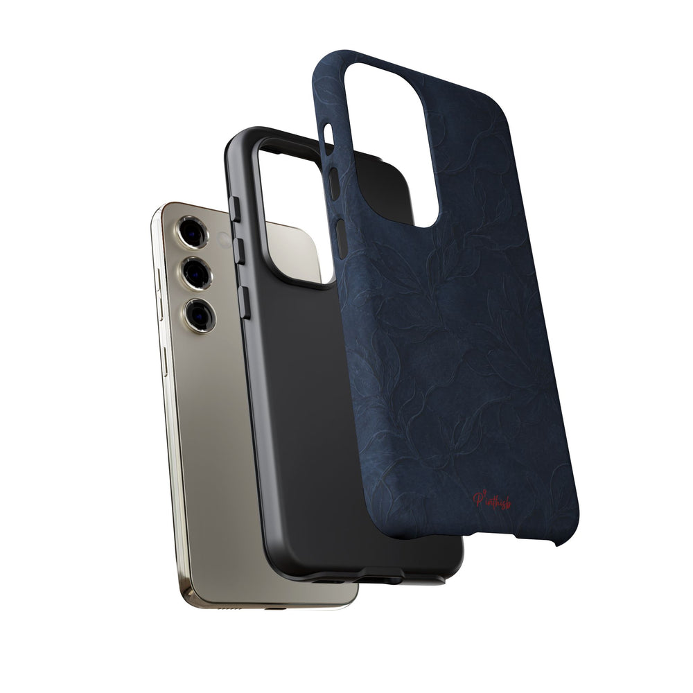 Navy Floral Textured Tough Case