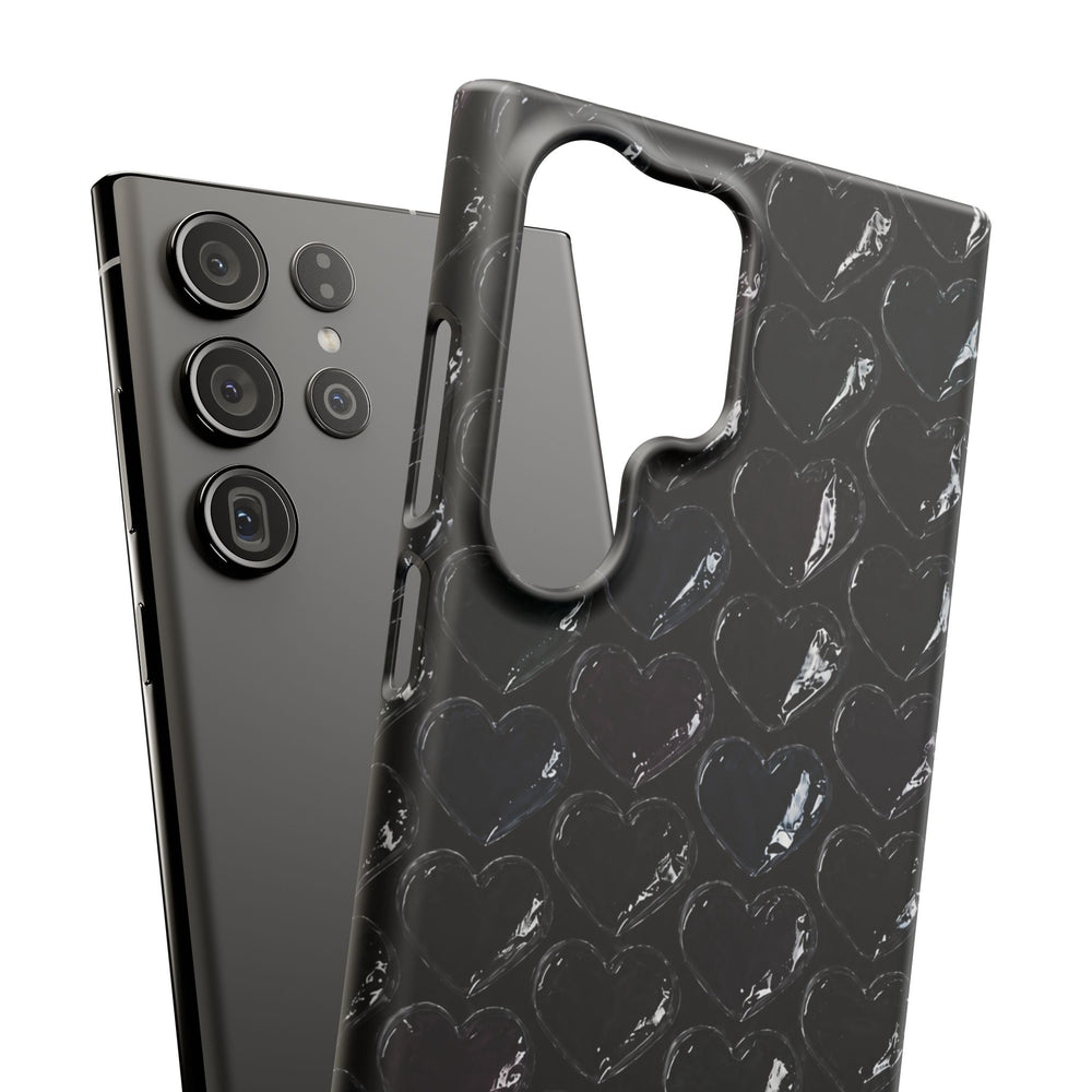 Black Pop Hearts Snap Case