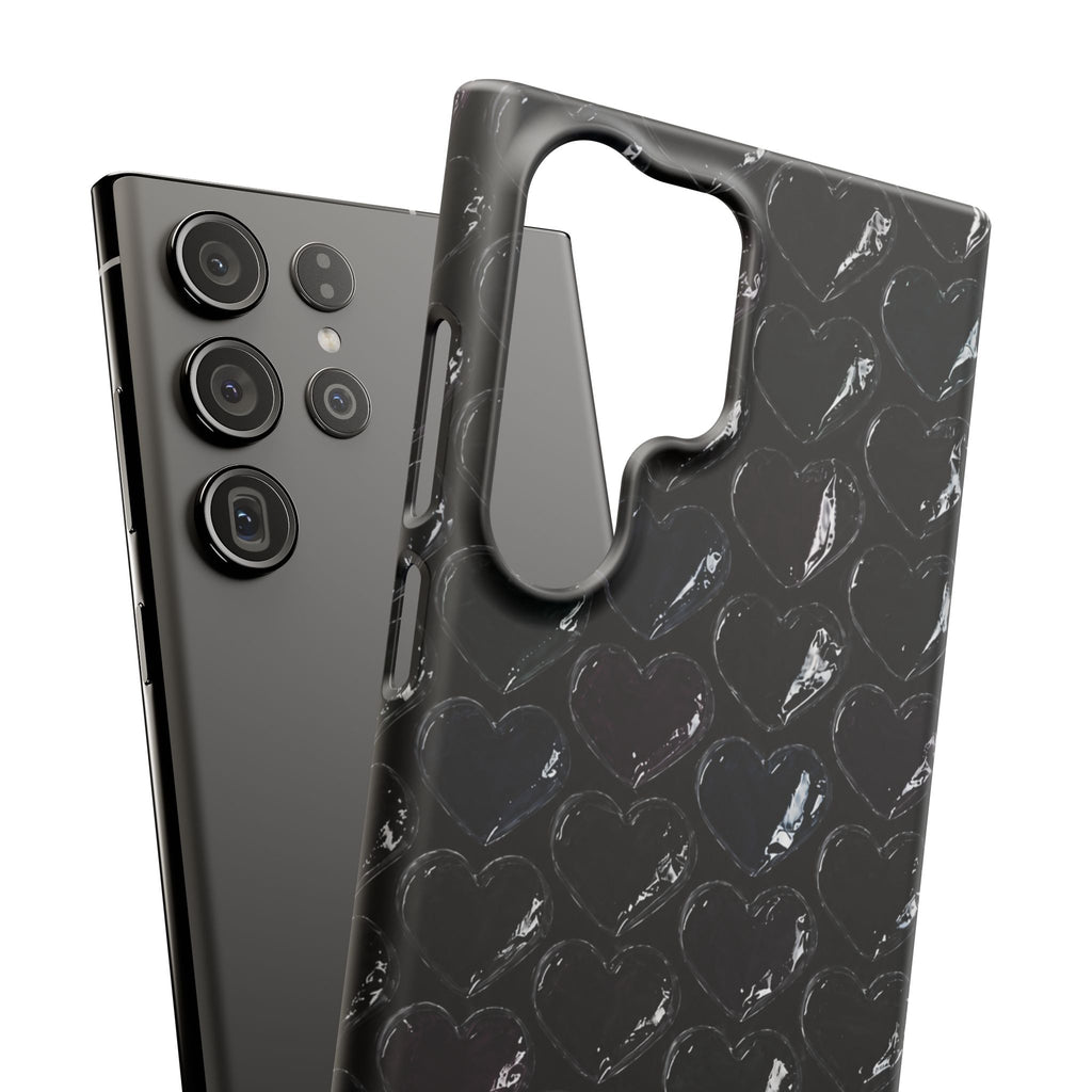 Black Pop Hearts Snap Case