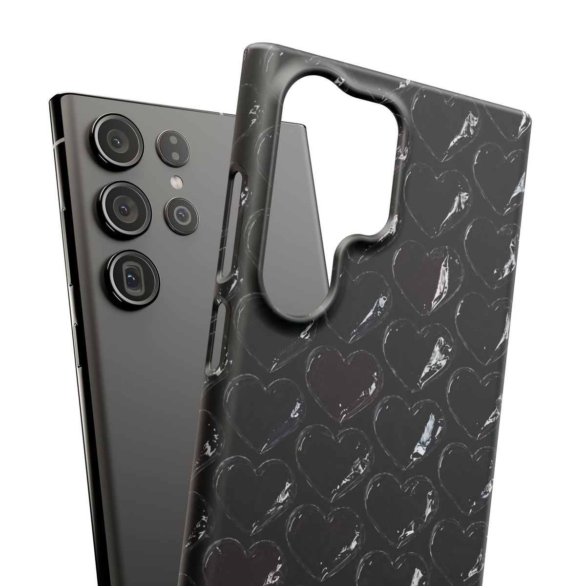 Black Pop Hearts Snap Case