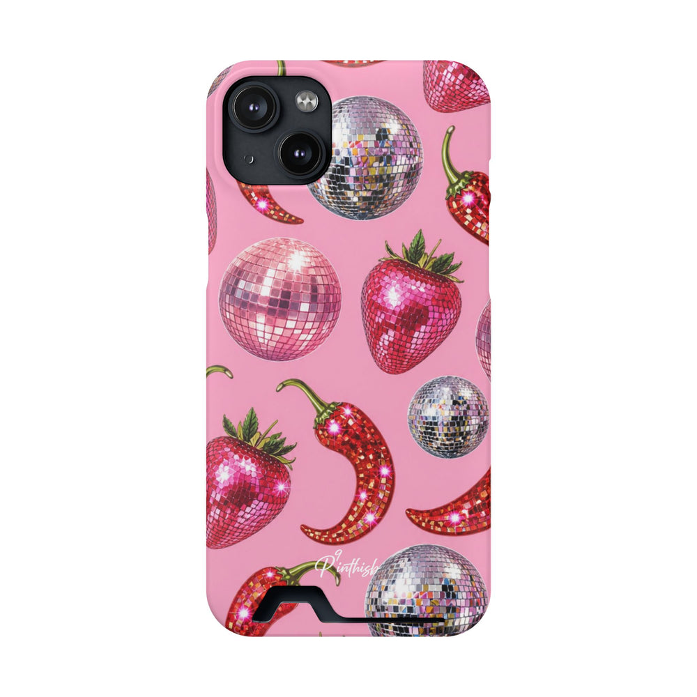 Pink Disco Strawberry & Pepper Phone Card Case