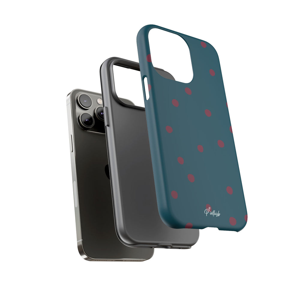 Teal & Burgundy Polka Dot Tough Phone Case