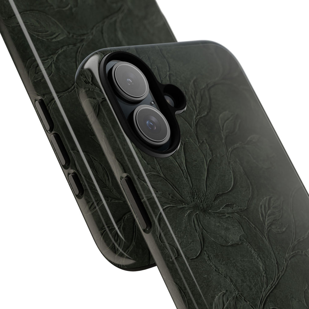 Dark Olive Floral Texture Tough Case