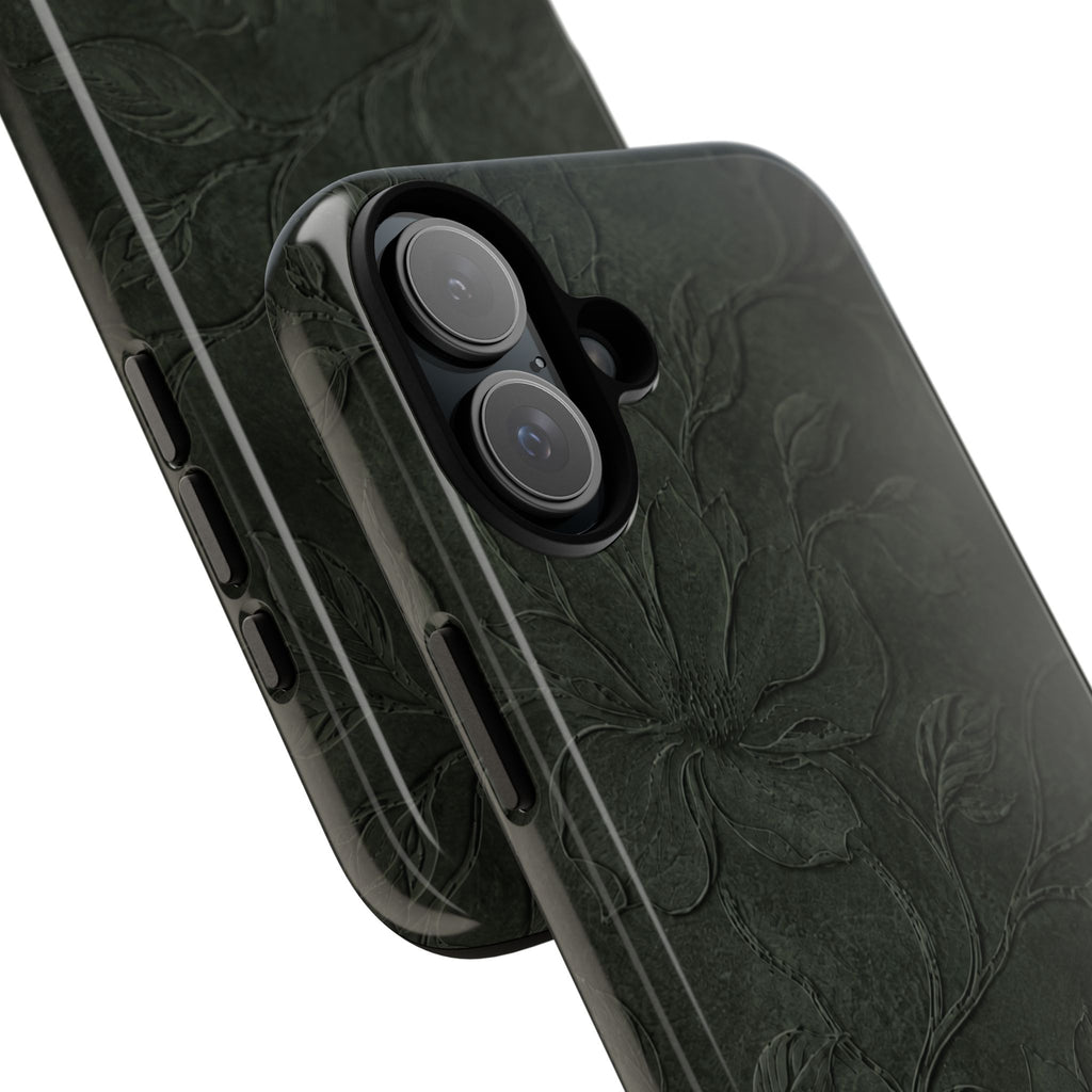 Dark Olive Floral Texture Tough Case