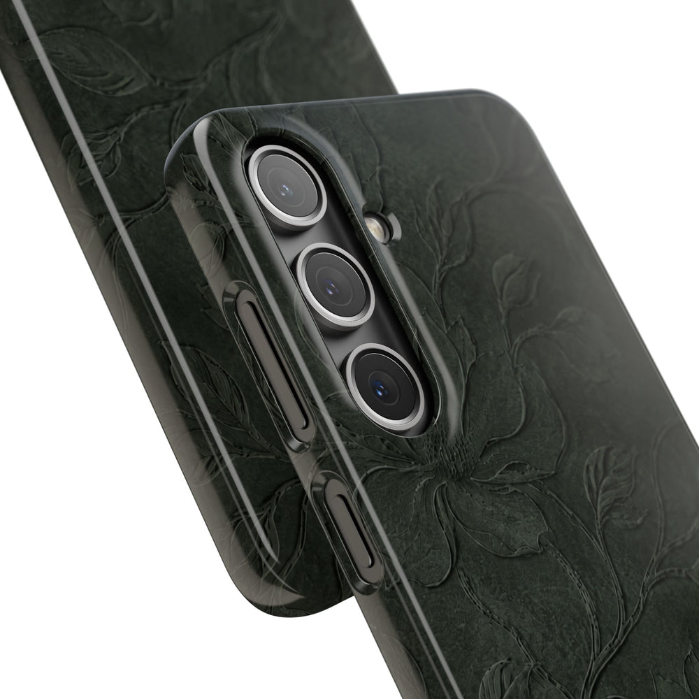 Dark Olive Floral Texture Snap Case