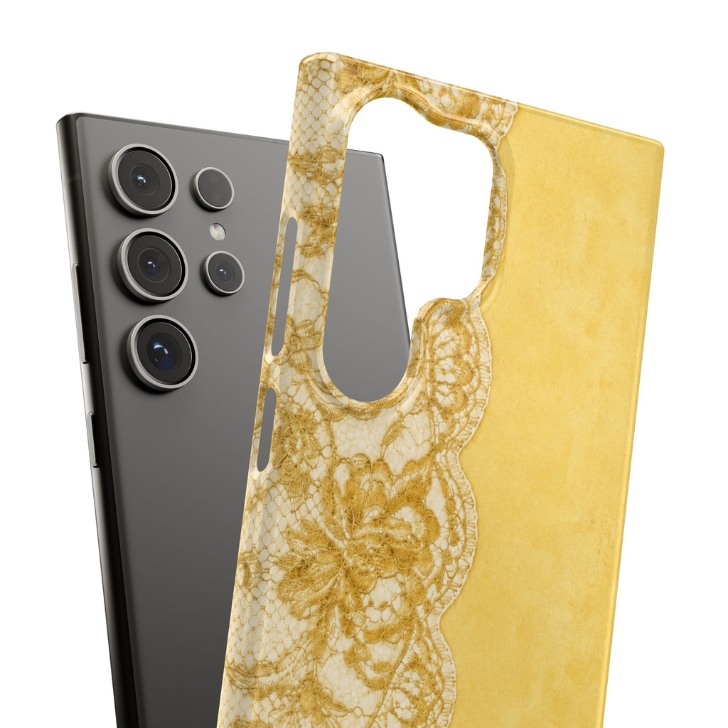 Yellow Vintage Lace Snap Case