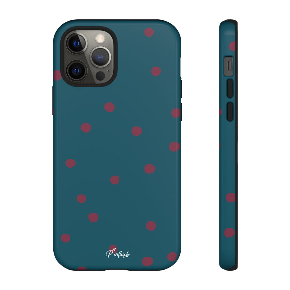 Teal & Burgundy Polka Dot Tough Phone Case