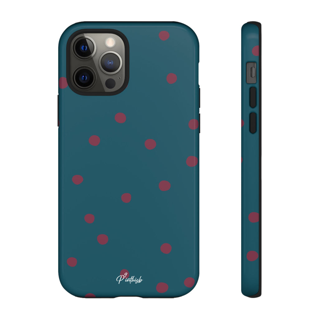 Teal & Burgundy Polka Dot Tough Phone Case