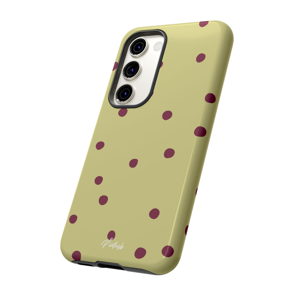 Yellow & Burgundy Polka Dot Tough Phone Case
